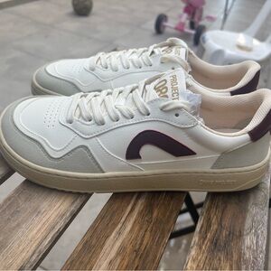 Barefoot Ohne Project Cream and Burgundy Sneakers